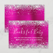 Silver Glitter Hot Pink Folie Books voor Baby Informatiekaartje (Voorkant / Achterkant)