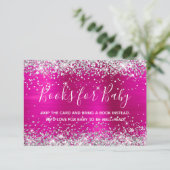 Silver Glitter Hot Pink Folie Books voor Baby Informatiekaartje (Staand voorkant)