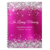 Silver Glitter Hot Pink Folie Memorial Gastenboek Notitieboek (Voorkant)