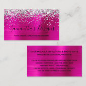 Silver Glitter Hot Pink Folie Online Winkel Visitekaartje (Voorkant / Achterkant)