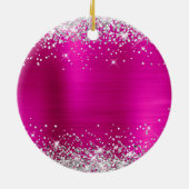 Silver Glitter Hot Pink Folie Sweet 16-dag Keramisch Ornament (Achterkant)