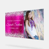 Silver Glitter Hot Pink Folie Sweet Sixteen Welkom Acryl Bord (Hoek)