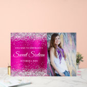 Silver Glitter Hot Pink Folie Sweet Sixteen Welkom Acryl Bord (Huwelijk)