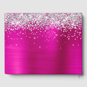 Silver Glitter Hot Pink Folie Viering van het Leve Gastenboek (Achterkant)
