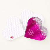 Silver Glitter Hot Pink Glam Heart 12e verjaardag Notitieboek (Binnen)
