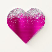 Silver Glitter Hot Pink Glam Heart 12e verjaardag Notitieboek (Achterkant)