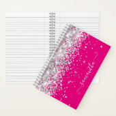 Silver Glitter Hot Pink Modern Girly Signature Notitieboek (Binnen)