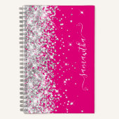 Silver Glitter Hot Pink Modern Girly Signature Notitieboek (Voorkant)