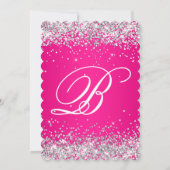 Silver Glitter Hot Pink Monogram 50e verjaardag Kaart (Achterkant)