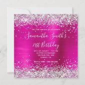 Silver Glitter Hot Pink Monogrammed 21st Birthday Kaart (Voorkant)