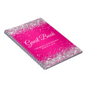 Silver Glitter Hot Pink Ombre Birthday Guest Notitieboek (Rechterzijde)