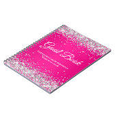 Silver Glitter Hot Pink Ombre Birthday Guest Notitieboek (Linkerzijde)