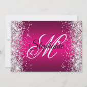 Silver Glitter Hot Pink Ombre Fancy Monogram Kaart (Achterkant)