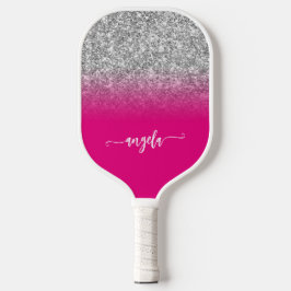 Silver Glitter Hot Pink Ombre Naam Pickleball Paddle