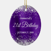 Silver Glitter Indigo Folie 21st Birthday Keramisch Ornament (Rechts)