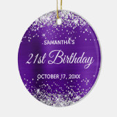 Silver Glitter Indigo Folie 21st Birthday Keramisch Ornament (Links)