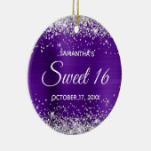 Silver Glitter Indigo Folie Sweet 16 Birthday Keramisch Ornament (Rechts)