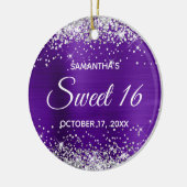 Silver Glitter Indigo Folie Sweet 16 Birthday Keramisch Ornament (Links)
