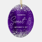 Silver Glitter Indigo Paars Fancy 16 Foto Keramisch Ornament (Rechts)