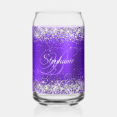 Silver Glitter Indigo Violet Glam Fancy Monogram Blikvorm Glas (Voorkant)