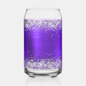 Silver Glitter Indigo Violet Glam Fancy Monogram Blikvorm Glas (Achterkant)