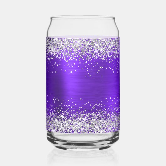 Silver Glitter Indigo Violet Glam Fancy Monogram Blikvorm Glas (Achterkant)