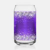 Silver Glitter Indigo Violet Glam Fancy Monogram Blikvorm Glas (Links)