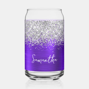 Silver Glitter Indigo Violet Glam Naam Blikvorm Glas