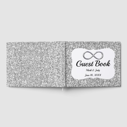Silver Glitter Infinity bruiloft gastenboek (Volledig)