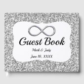 Silver Glitter Infinity bruiloft gastenboek (Voorkant)