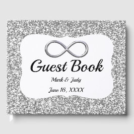 Silver Glitter Infinity bruiloft gastenboek