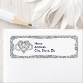 Silver Glitter Infinity Heart Adresetiketten Etiket (Insitu)