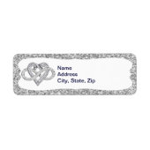 Silver Glitter Infinity Heart Adresetiketten Etiket (Voorkant)