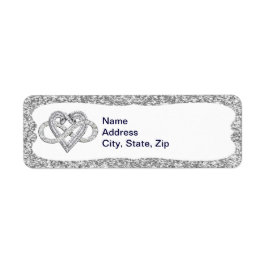 Silver Glitter Infinity Heart Adresetiketten Etiket