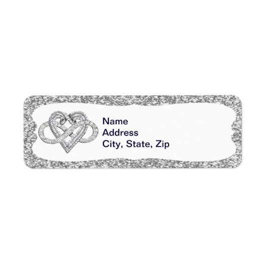 Silver Glitter Infinity Heart Adresetiketten Etiket (Voorkant)