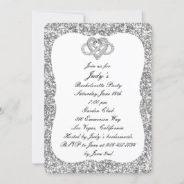 Silver Glitter Infinity Heart Bachelorette Party Kaart