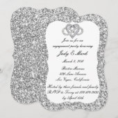 Silver Glitter Infinity Heart Engagement Party Kaart (Voorkant / Achterkant)