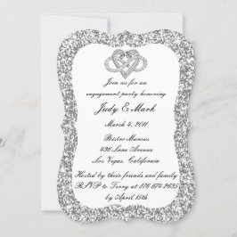 Silver Glitter Infinity Heart Engagement Party Kaart
