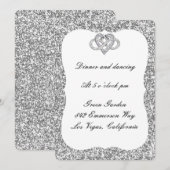 Silver Glitter Infinity Heart Reception Kaart (Voorkant / Achterkant)