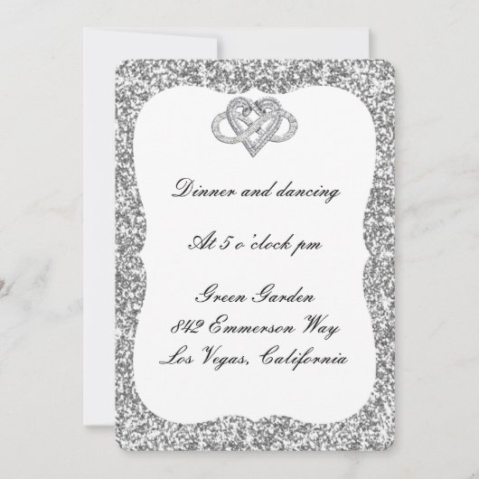 Silver Glitter Infinity Heart Reception Kaart (Voorkant)