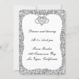 Silver Glitter Infinity Heart Reception Kaart
