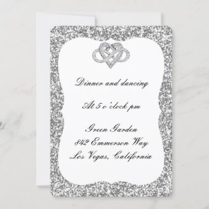 Silver Glitter Infinity Heart Reception Kaart