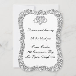 Silver Glitter Infinity Heart Reception Kaart