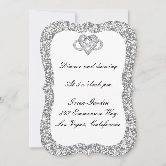 Silver Glitter Infinity Heart Reception Kaart (Voorkant)