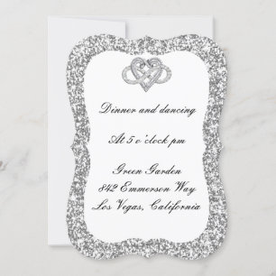Silver Glitter Infinity Heart Reception Kaart