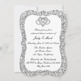 Silver Glitter Infinity Heart Rehearsal Dinner Kaart
