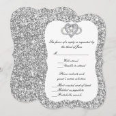 Silver Glitter Infinity Heart Response Kaart (Voorkant / Achterkant)