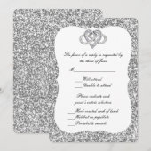 Silver Glitter Infinity Heart Response Kaart (Voorkant / Achterkant)