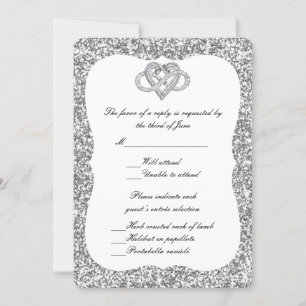 Silver Glitter Infinity Heart Response Kaart