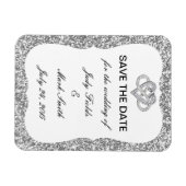 Silver Glitter Infinity Heart sparen de Datum Magn Magneet (Horizontaal)